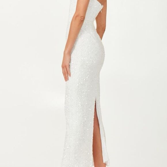NEW Helsi Leslie Strapless Sequin Column Midi Dress in White - Size Large - Picture 5 of 12